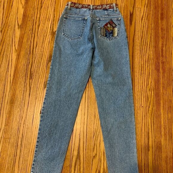 VTG 90s Limited Jeans 10 Patchwork High Rise Straight Leg Medieval Silk floral - Picture 14 of 15